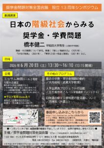 6月20日（土）13時30分～　奨学金問題対策全国会議・設立13周年シンポジウム