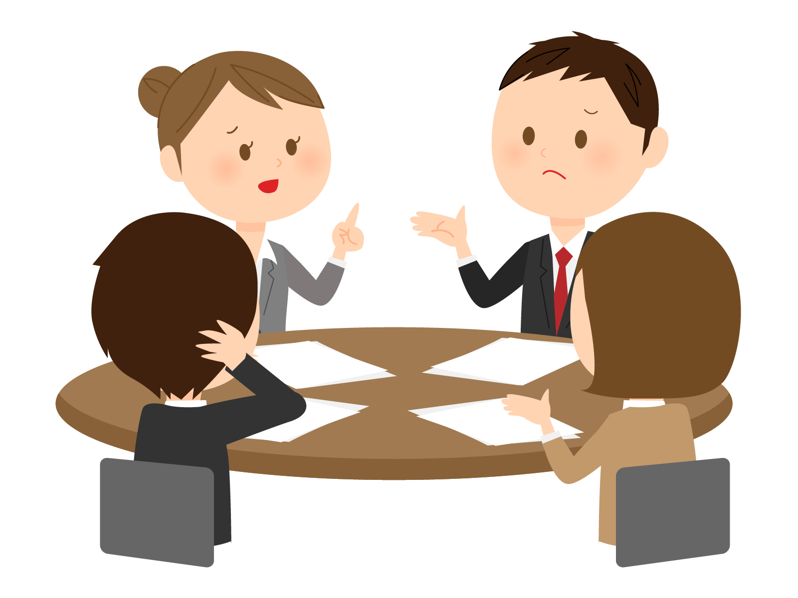 みんなで懸命に会議をしている様子